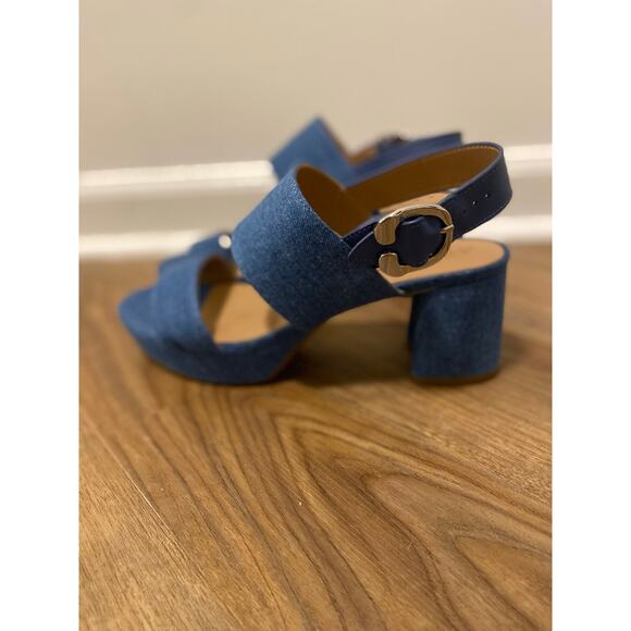 Aerosoles Camera Platform Blue Denim Block Heel-Size 8.5 - Picture 3 of 9